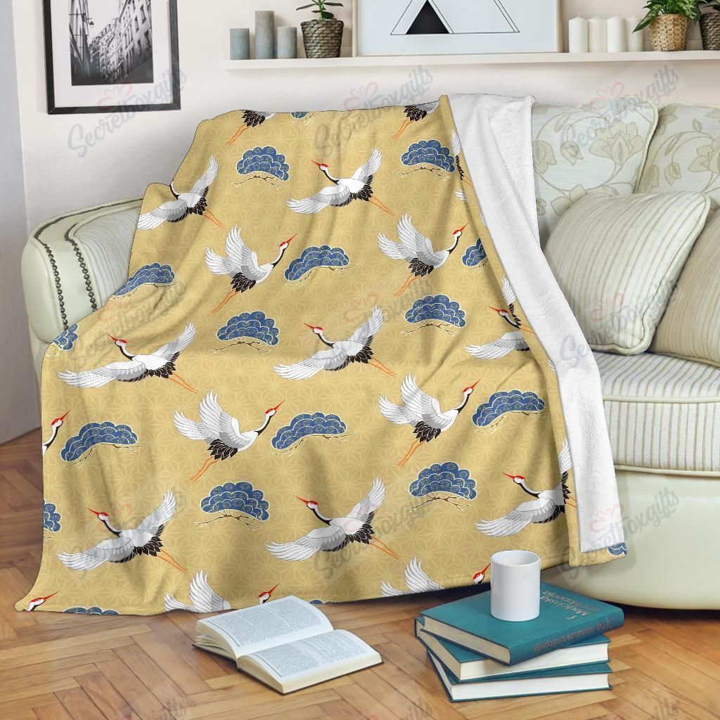 Heron Japanese Fleece Blanket