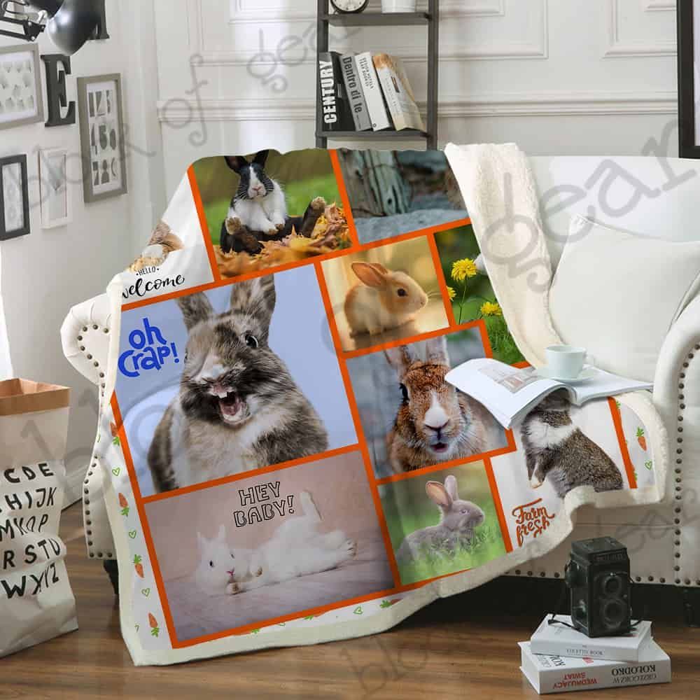 Hey Baby Rabbit Fleece Blanket