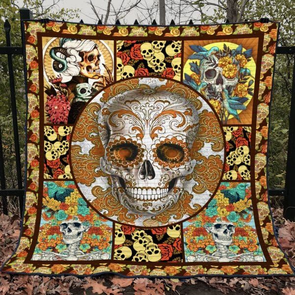 Hha1708 Sugar Skull My Yellow Quilt Chrismas Gift Dhc16122750Dd