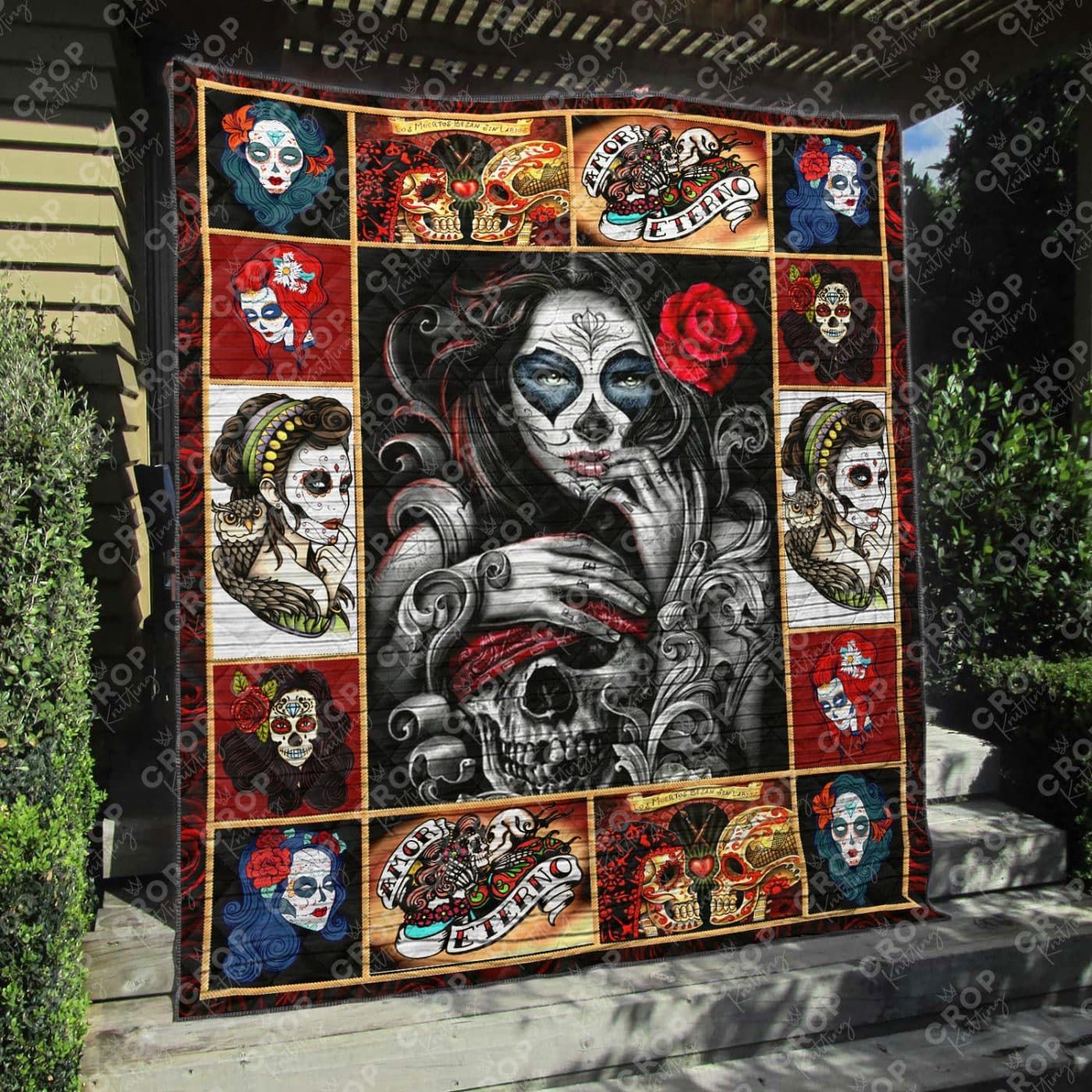 Hha2109 Sugar Skull Get Out Quilt Chrismas Gift Dhc16122719Dd