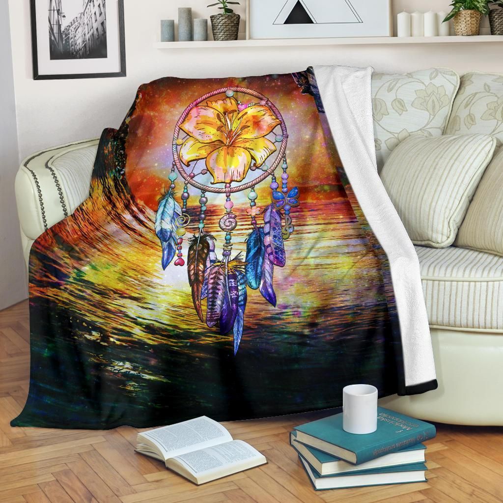 Hibiscus Dreamcatcher Sherpa Fleece Blanket