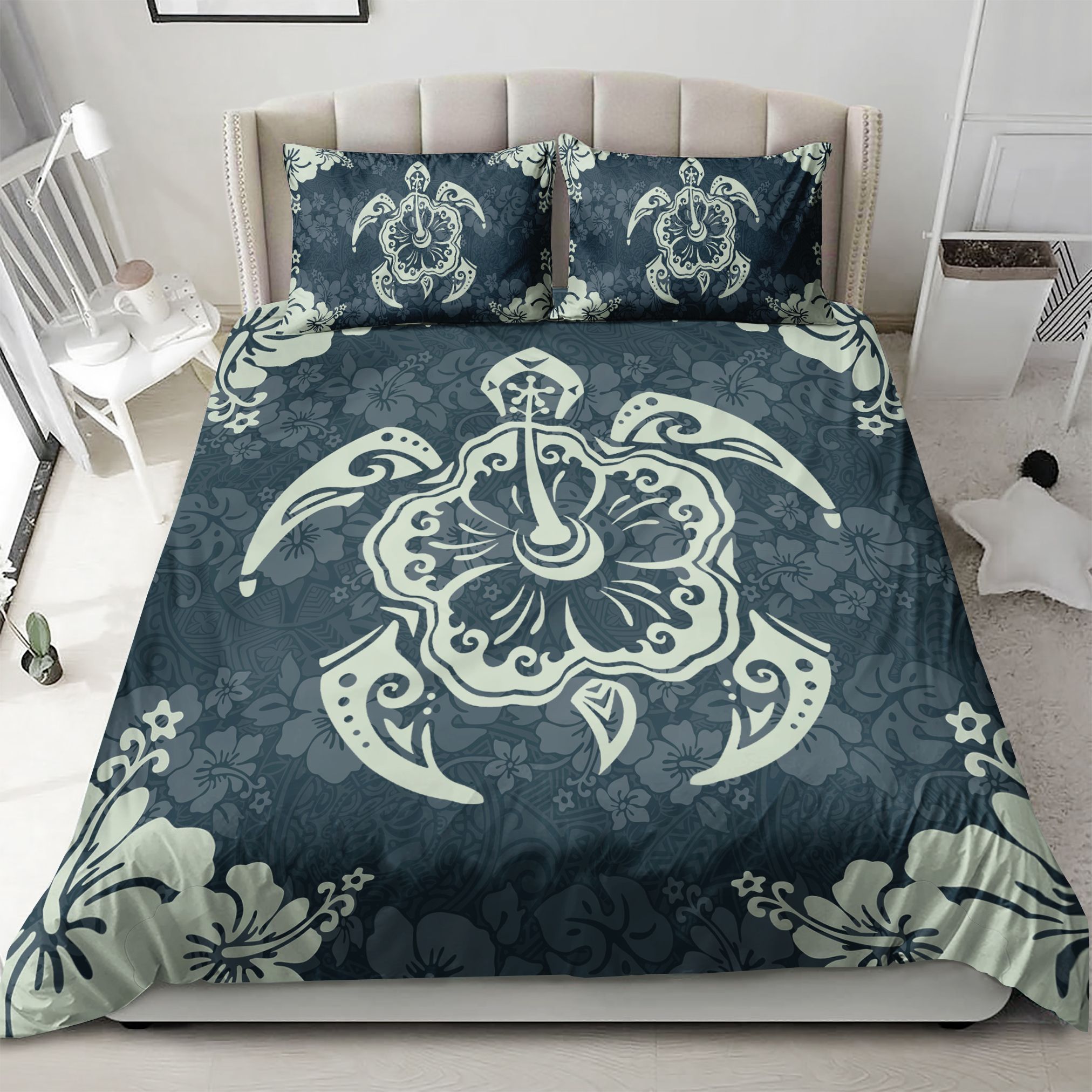 Hibiscus Turtle Pattern Bedding Set