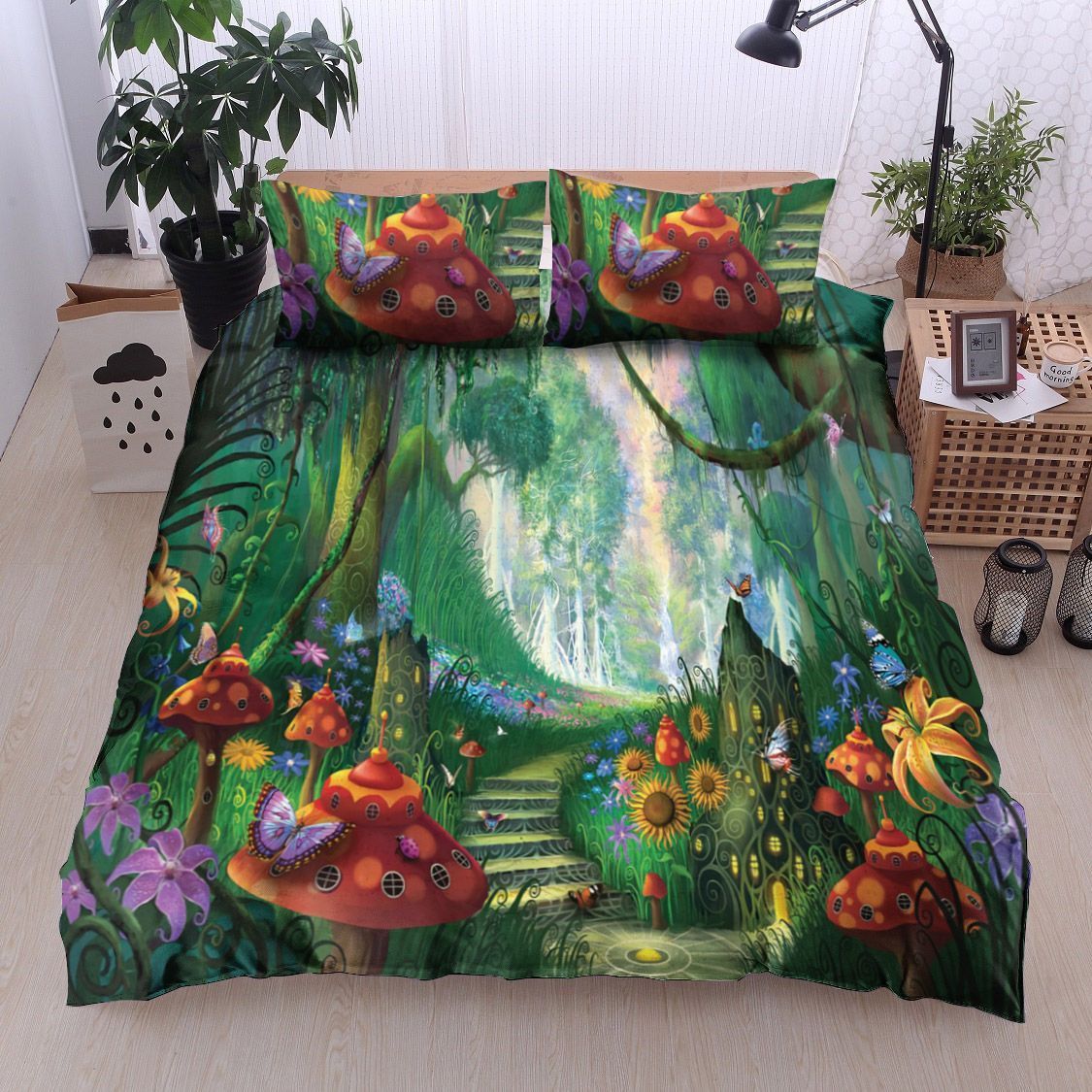 Hidden Treasure Mushroom Butterfly Bedding Set