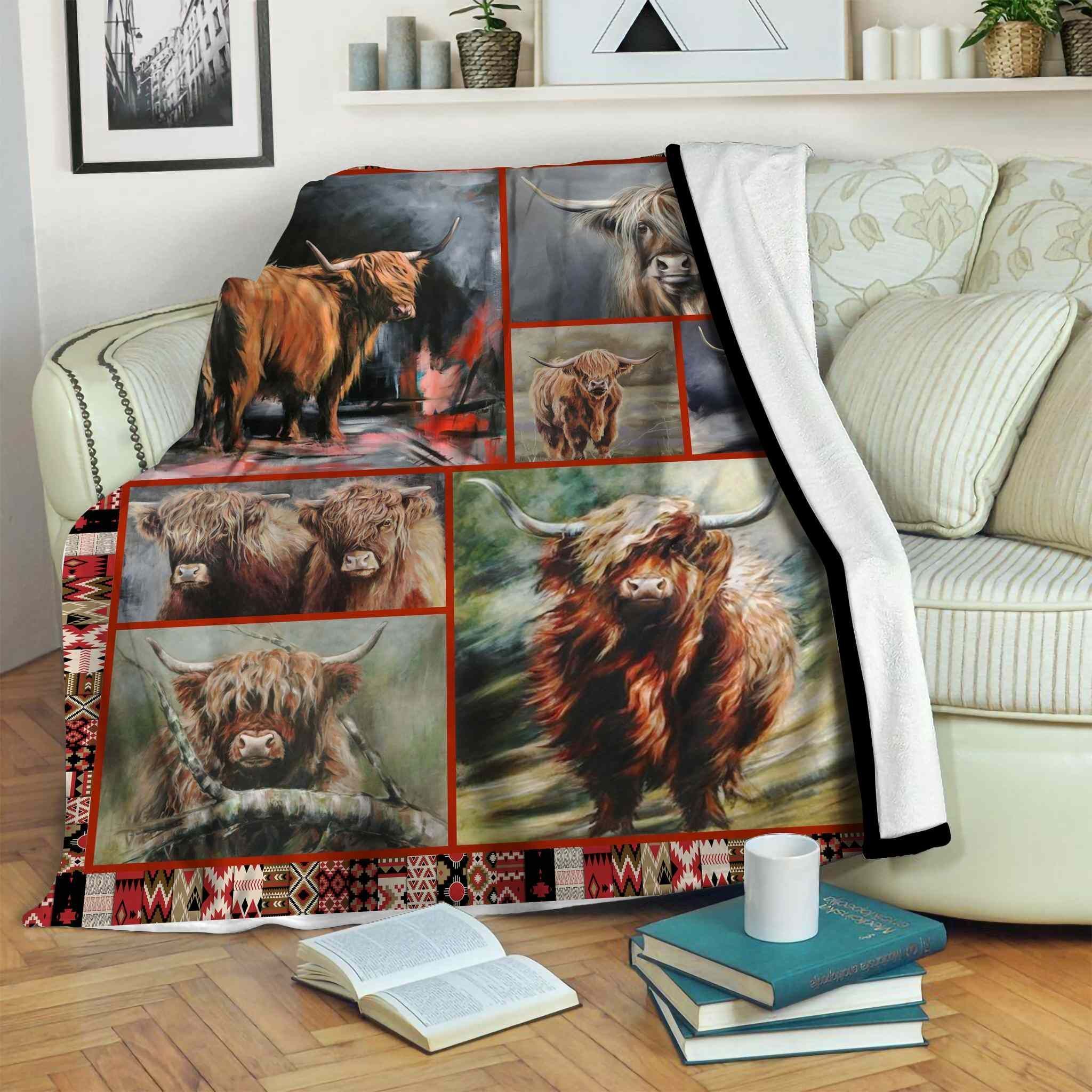 Highland Cow Sherpa Fleece Blanket