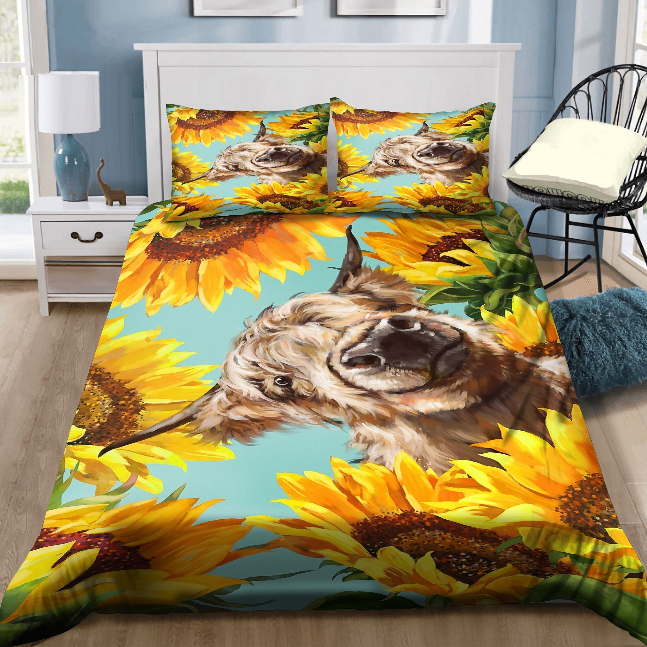 Highland Cow Sunflower Bedding Set