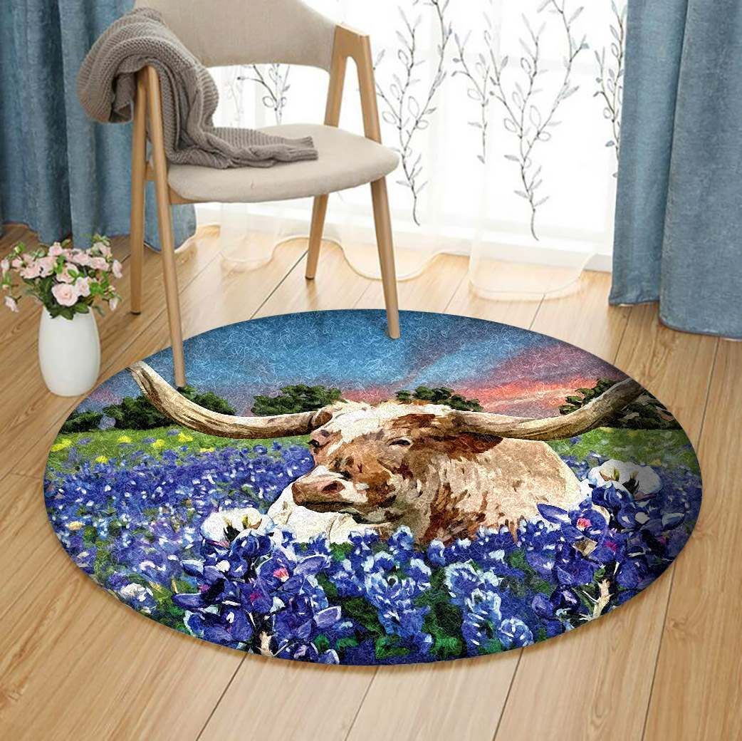 Highland Cow Round Carpet