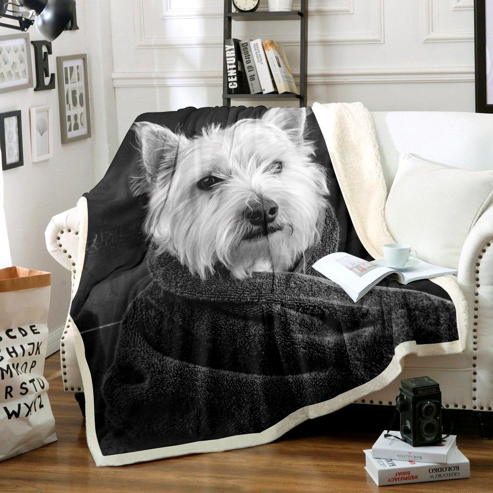Highland Terrier Dog Sherpa Fleece Blanket