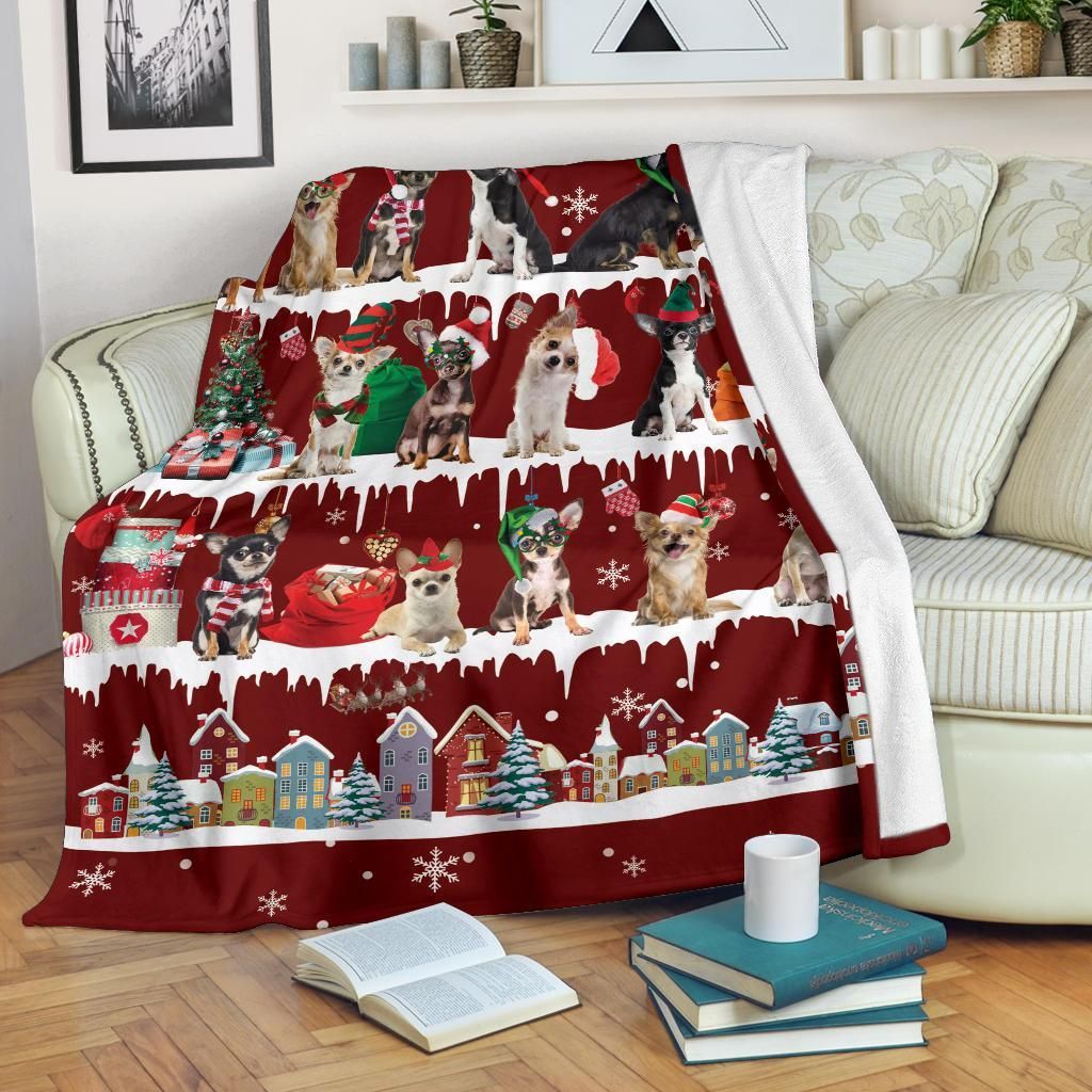 Hihuahua Snow Christmas Sherpa Fleece Blanket