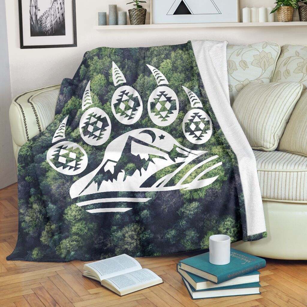 Hiking Bear Paw Sherpa Fleece Blanket