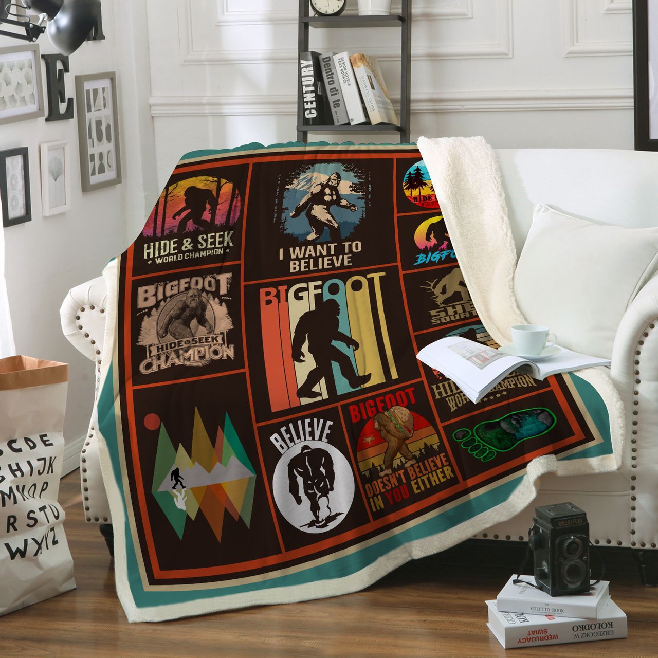 Hiking Bigfoot Sherpa Fleece Blanket