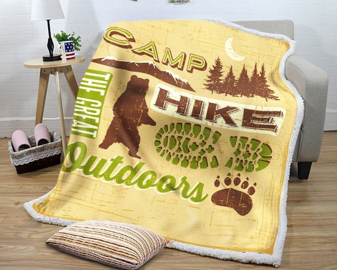Hiking Camping Sherpa Fleece Blanket