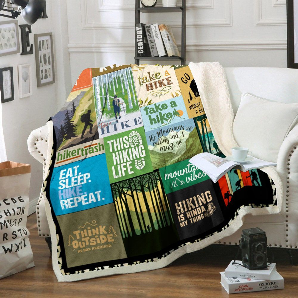 Hiking Sherpa Fleece Blanket