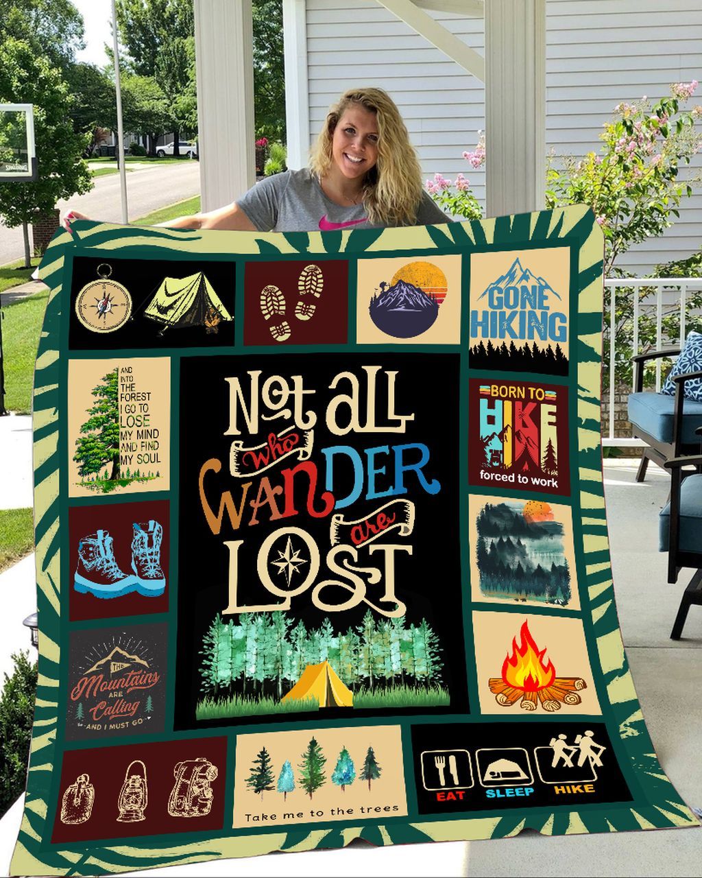 Hiking Sherpa Fleece Blanket