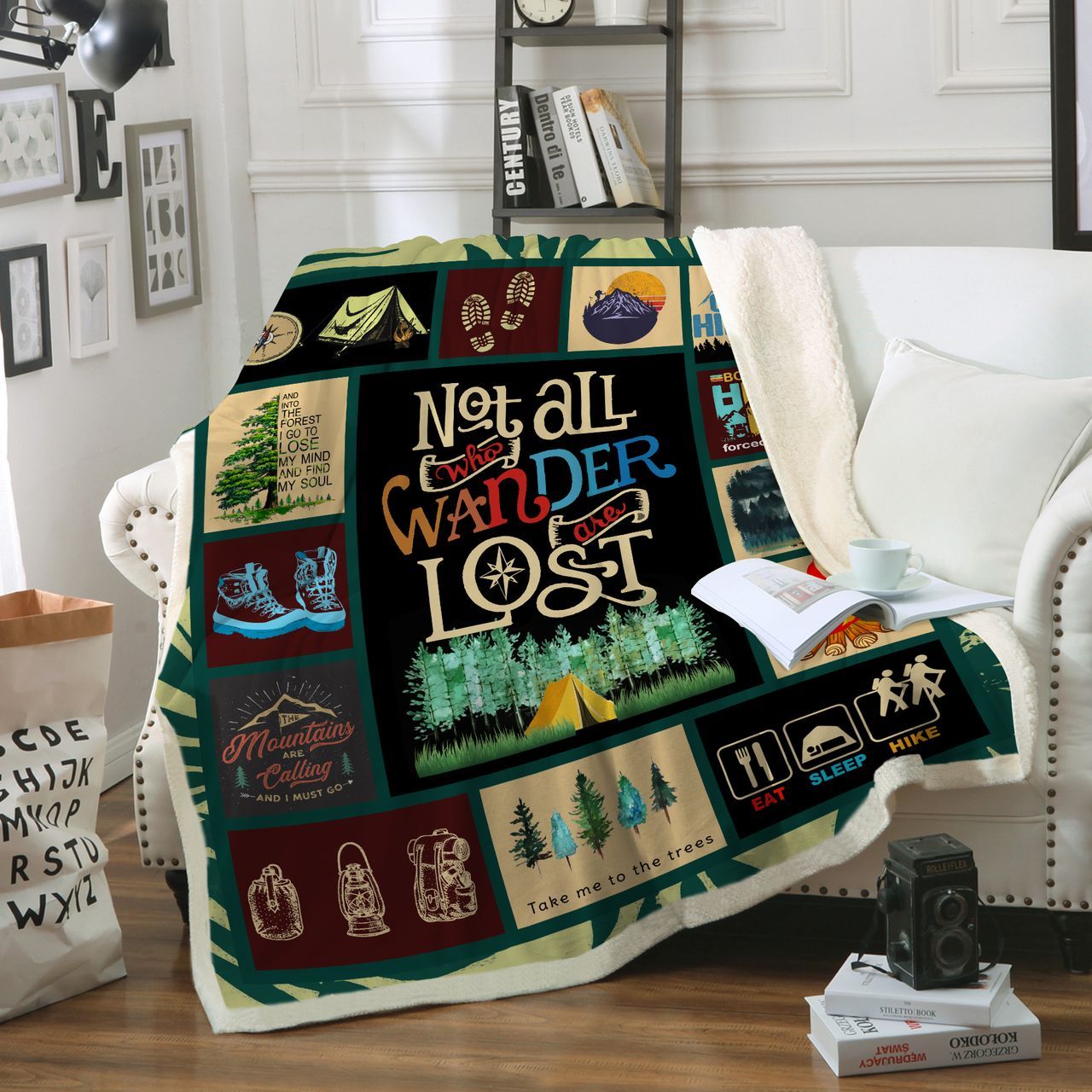 Hiking Sherpa Fleece Blanket