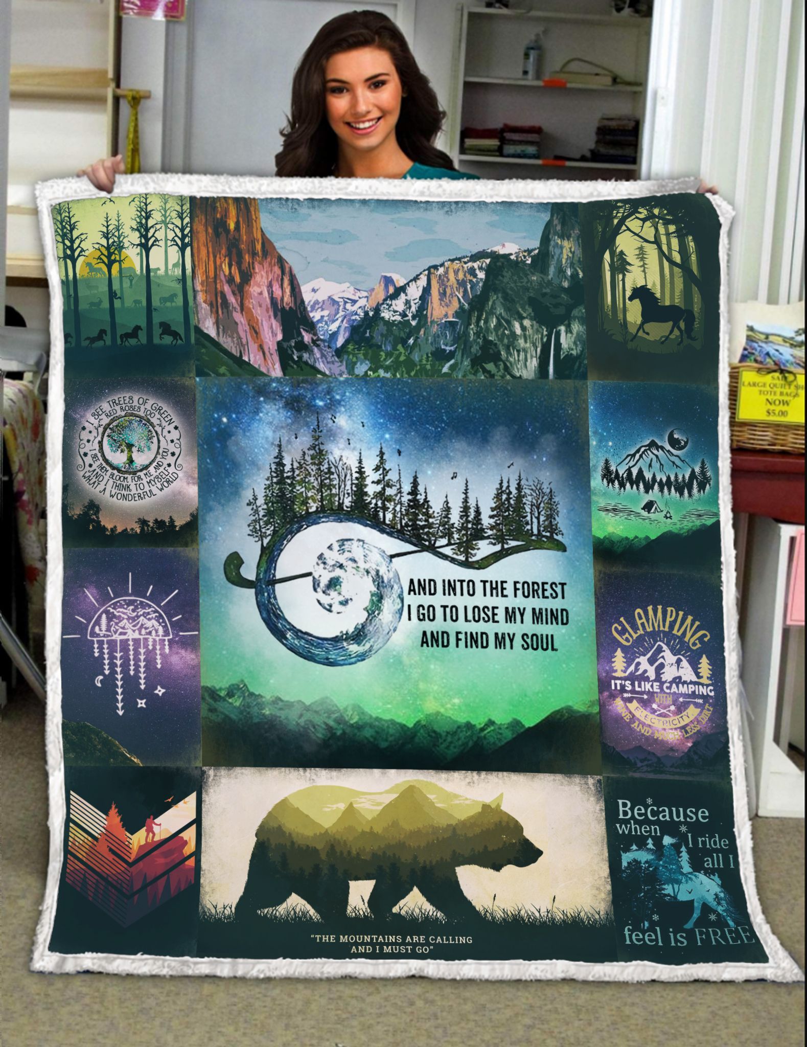 Hiking Sherpa Fleece Blanket