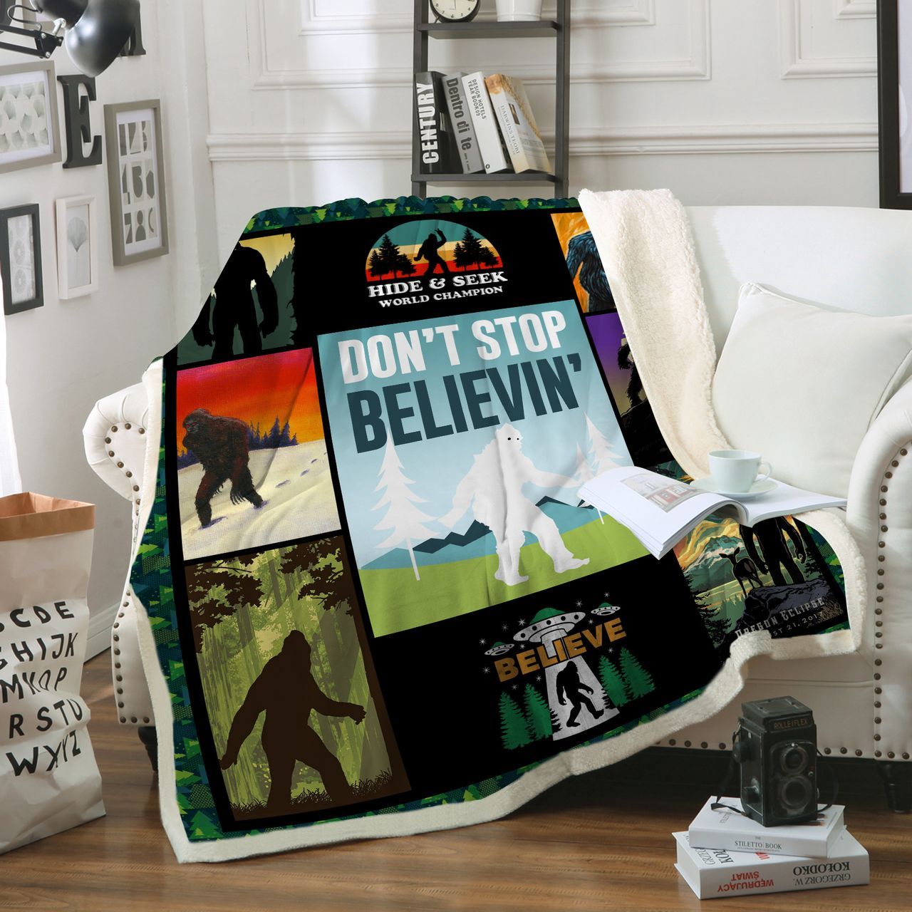 Hiking Dont Stop Believin Sherpa Fleece Blanket