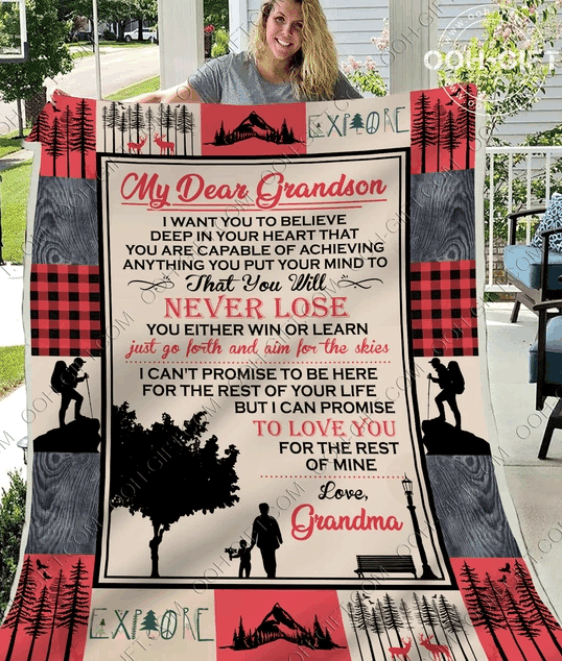 Hiking Grandson Sherpa Fleece Blanket