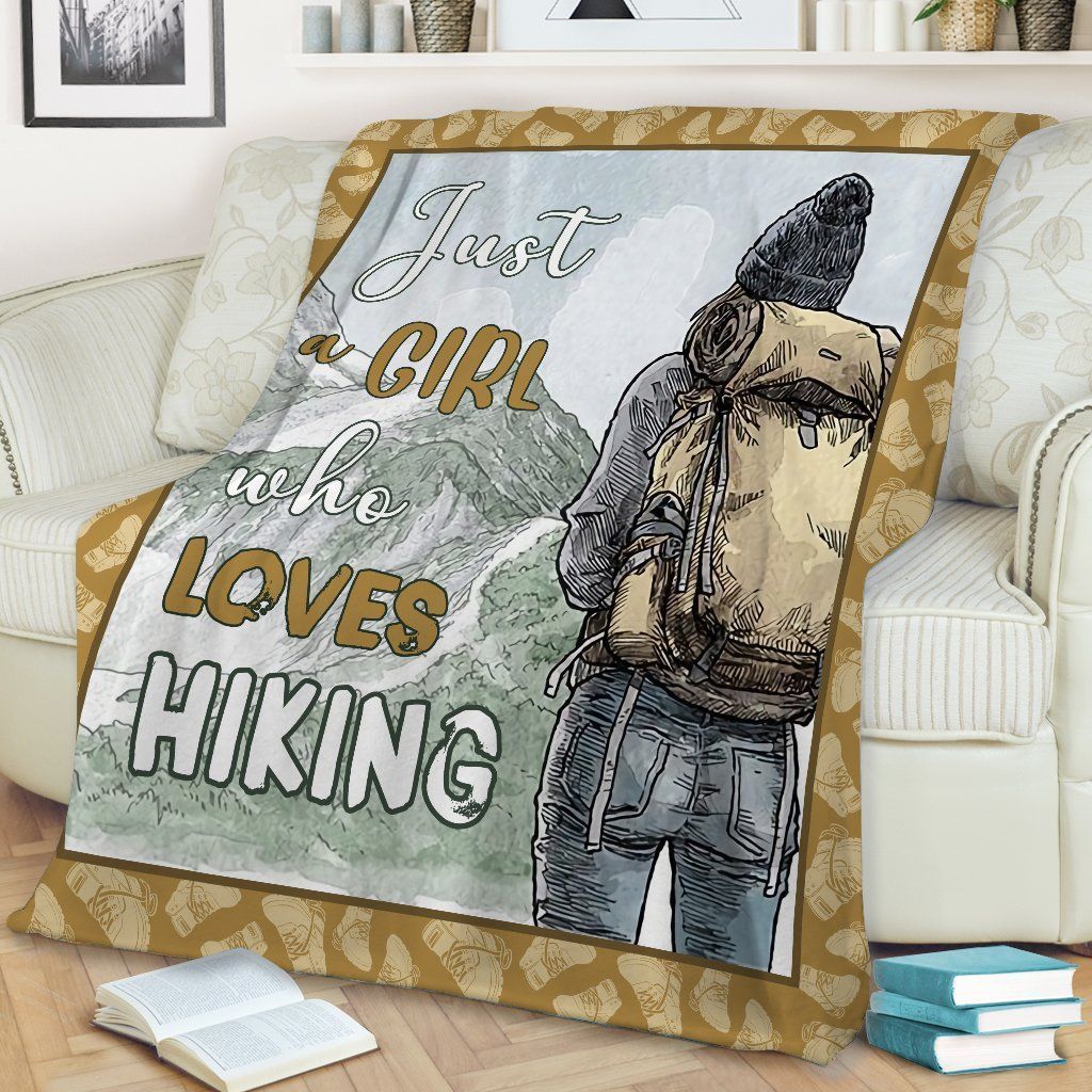 Hiking Just A Girl Who Loves Hiking Sherpa Fleece Blanket