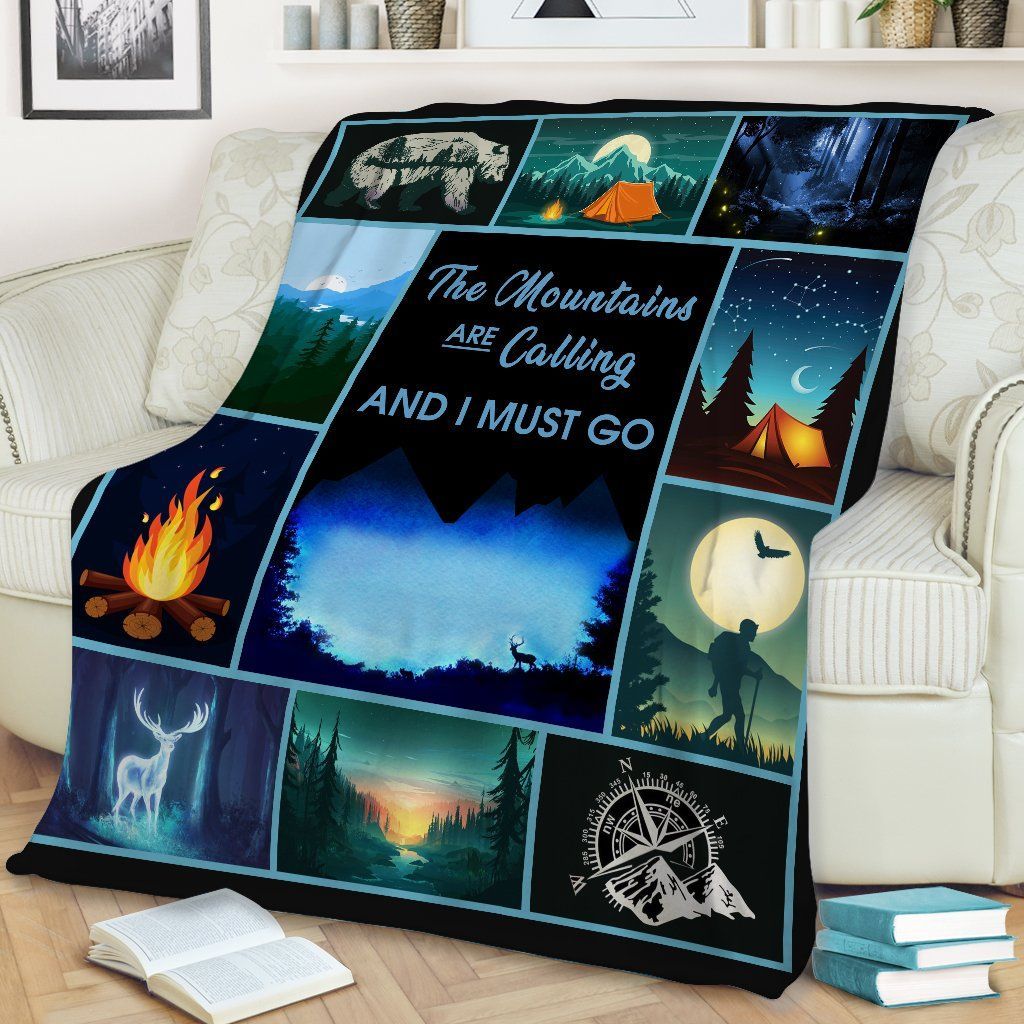 Hiking Mountains Are Calling Sherpa Fleece Blanket