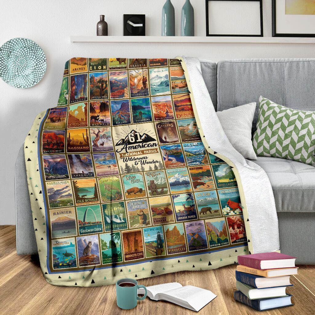 Hiking National Parks America Sherpa Fleece Blanket
