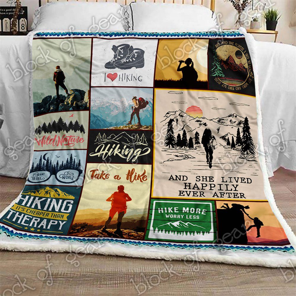 Hiking Woman Sherpa Fleece Blanket