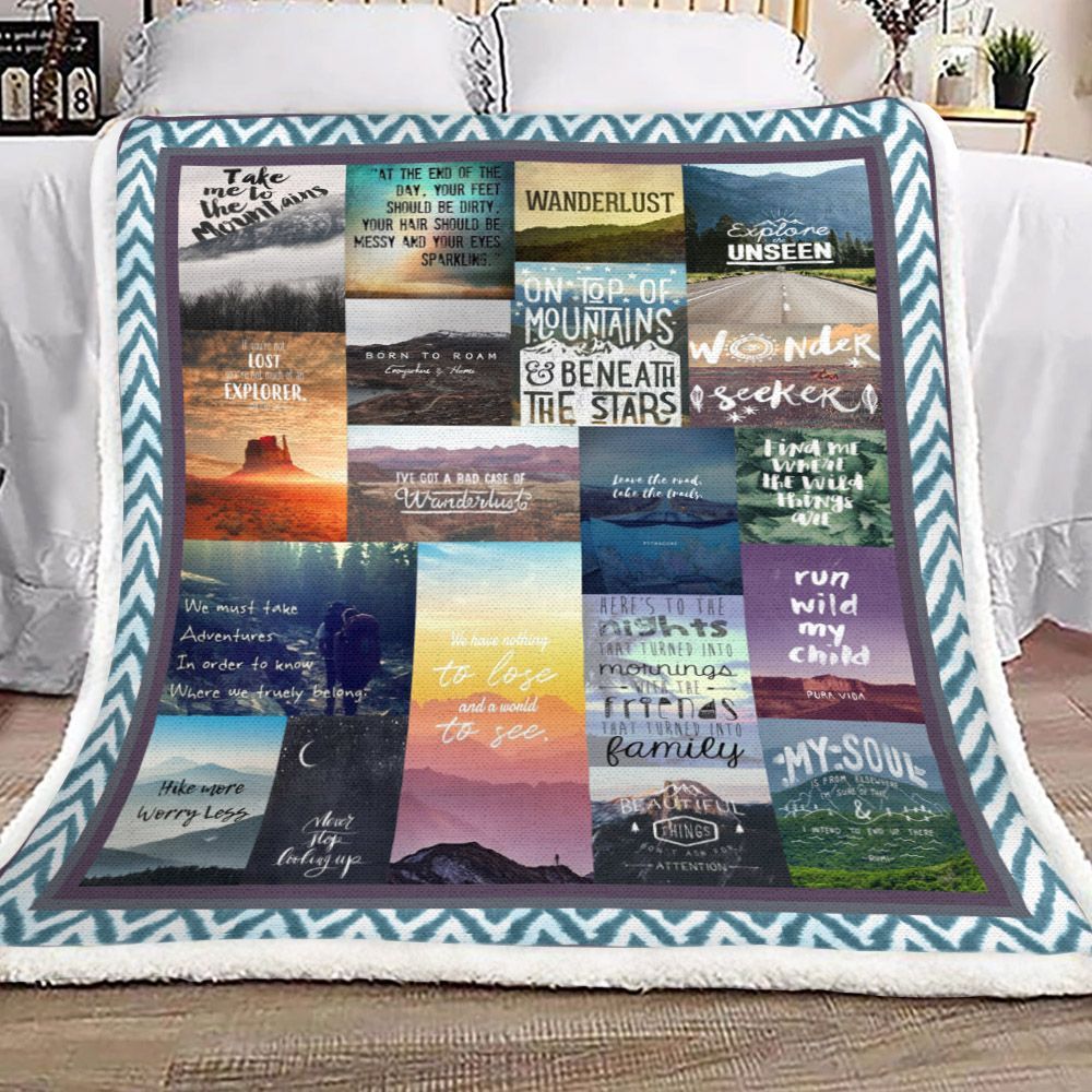Hiking Sherpa Fleece Blanket