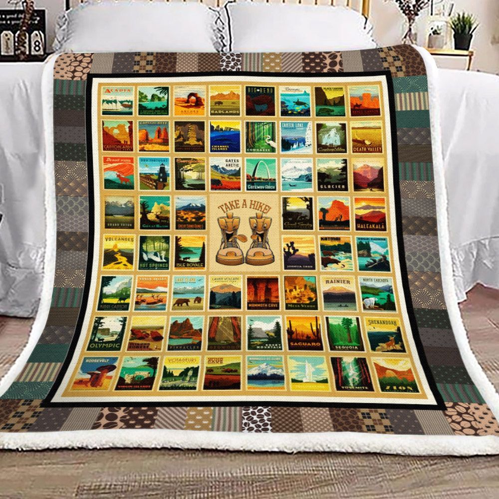 Hiking Sherpa Fleece Blanket