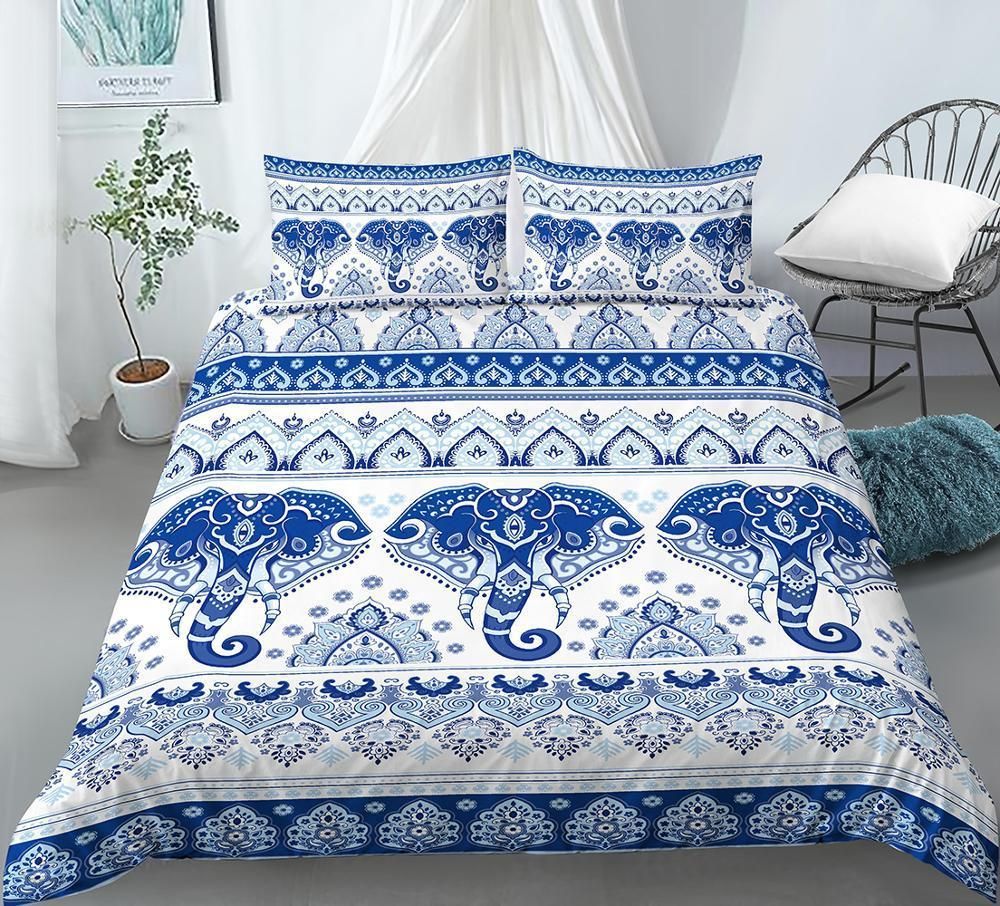 Hindi Patterns Blue Bedding Set