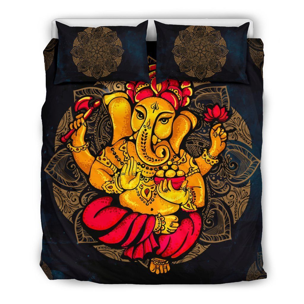 Hindu God Ganesha Paisley Flower Bedding Set