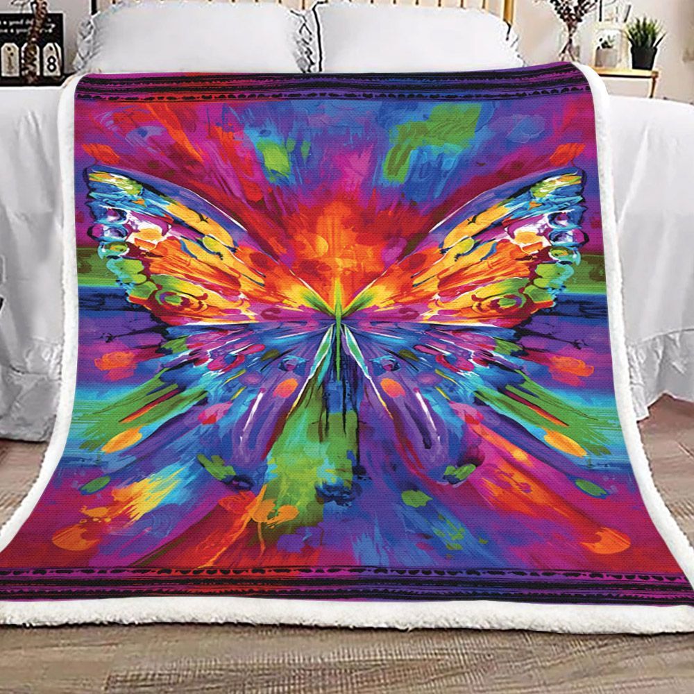 Hip Butterfly Sherpa Fleece Blanket