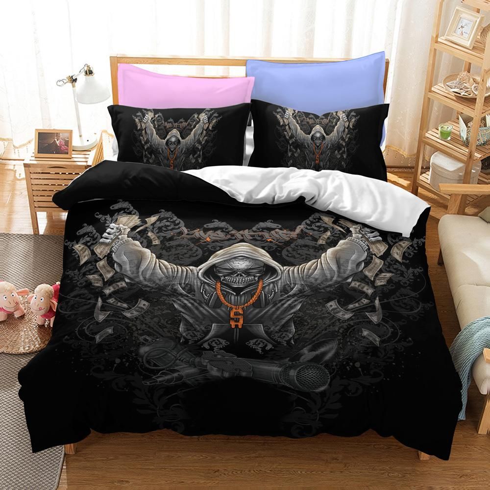 Hip Hop Skull Rapper Printed Bedding Set