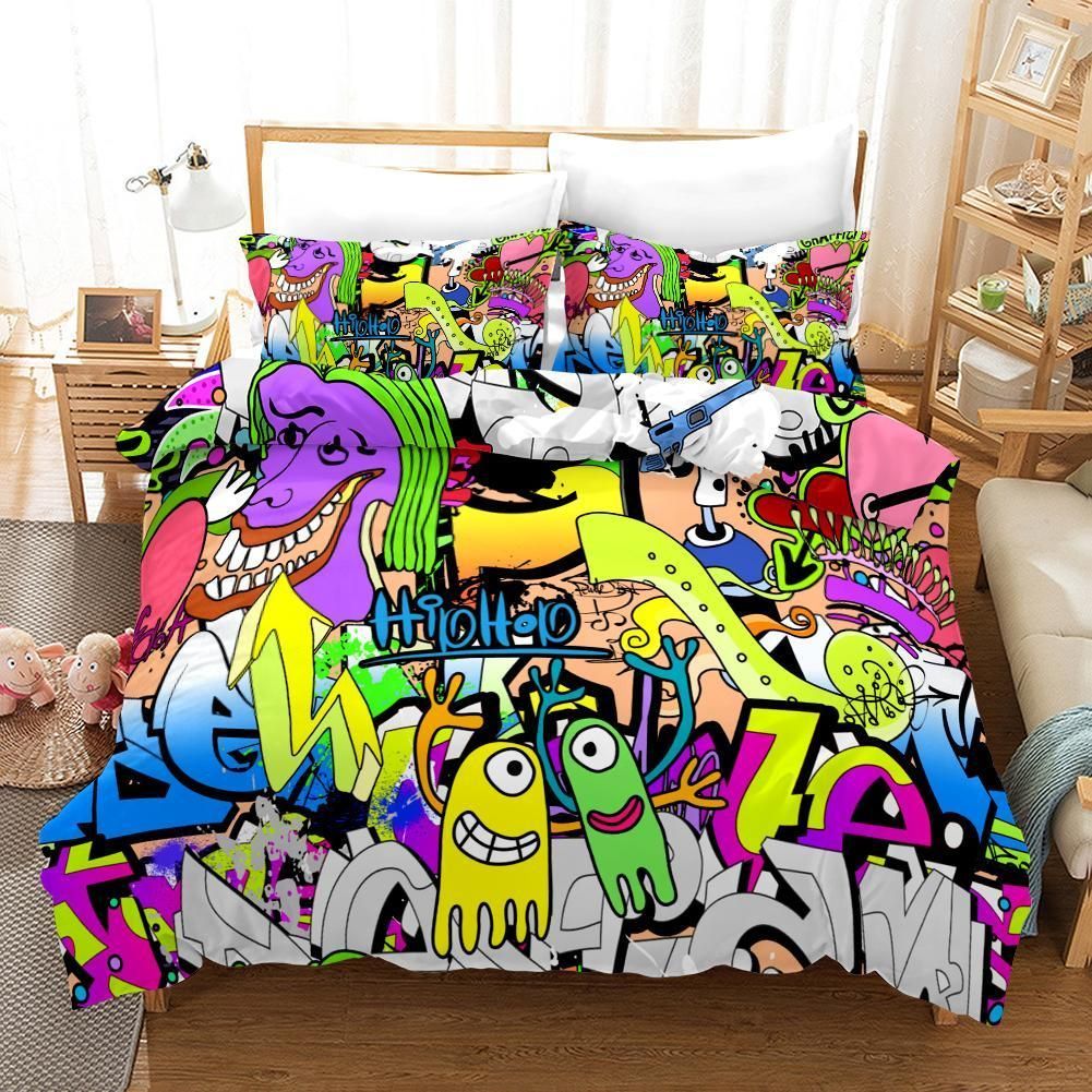 Hiphop 3d Street Graffiti Bedding Set
