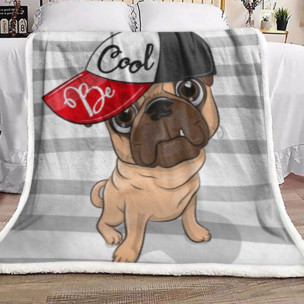 Hiphop Pug Sherpa Fleece Blanket