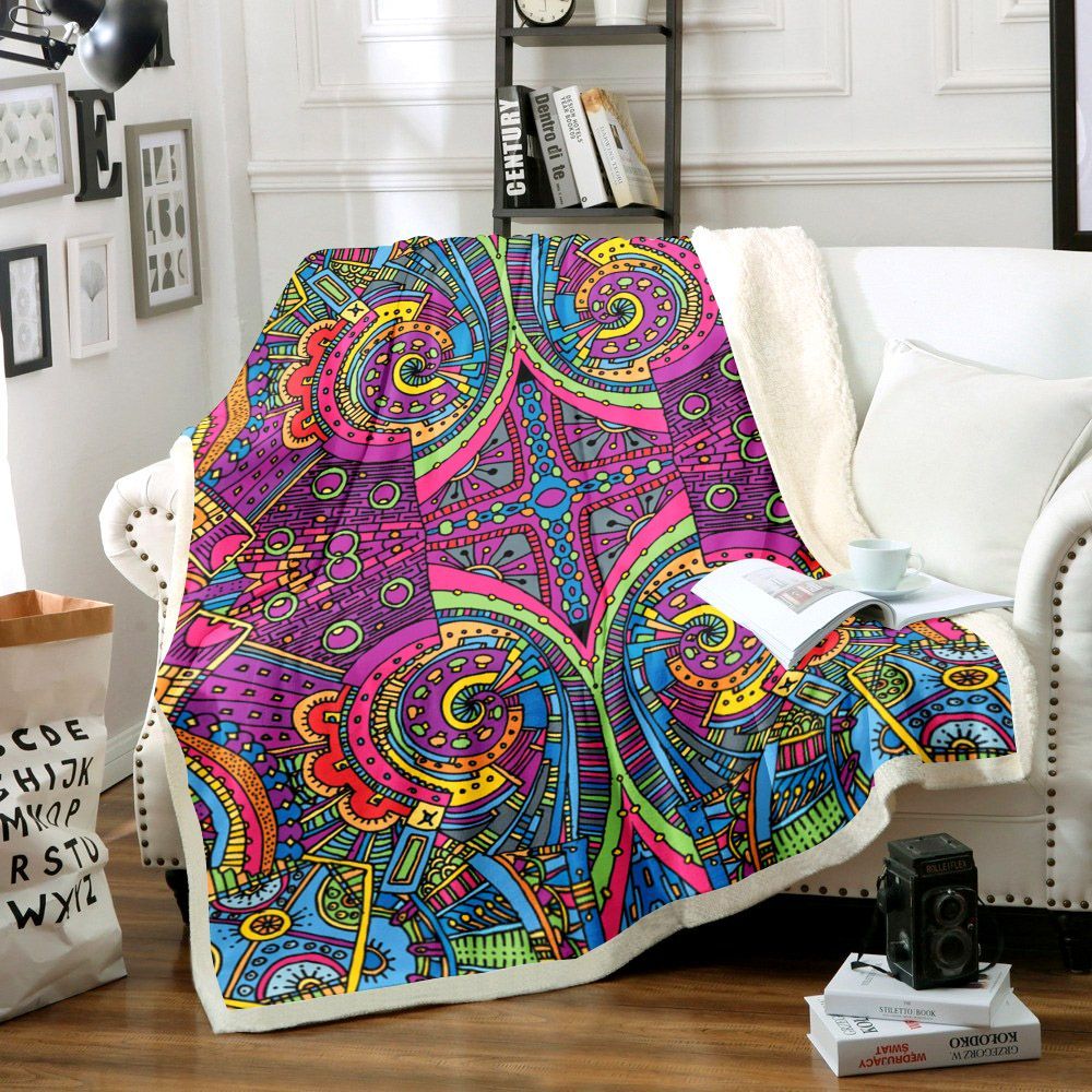 Hippie Sherpa Fleece Blanket