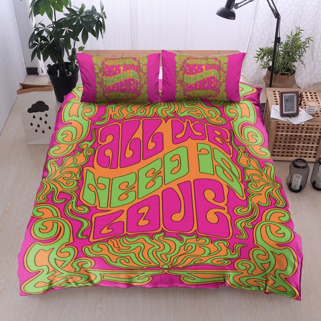 Hippie All We Need Is Love Bedding Set