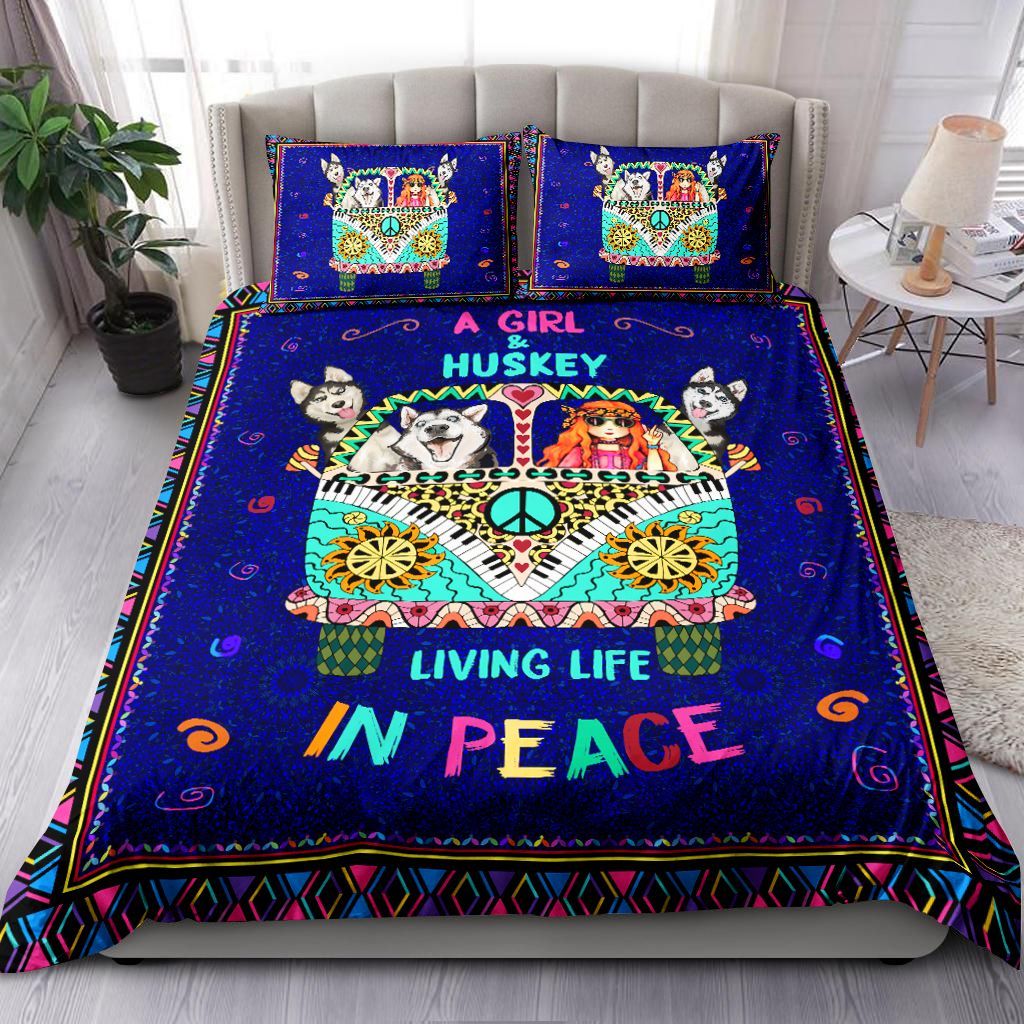 Hippie And Husky Love Bus Bedding Set
