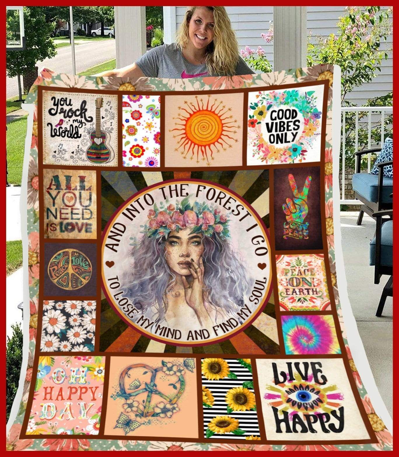 Hippie And Into The Forest I Go Sherpa Fleece Blanket