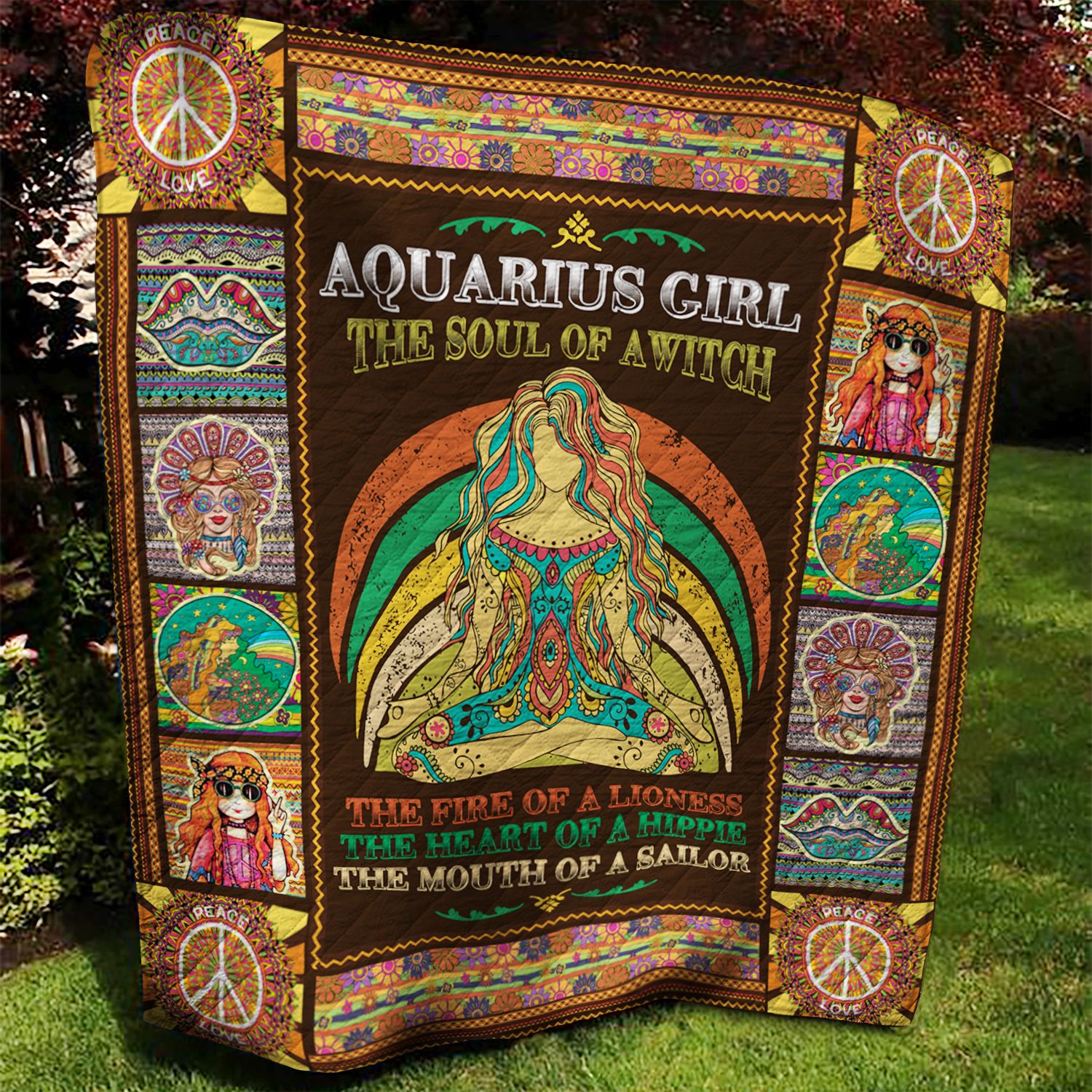 Hippie Aquarius Girl Quilt Blanket AAA220701TA