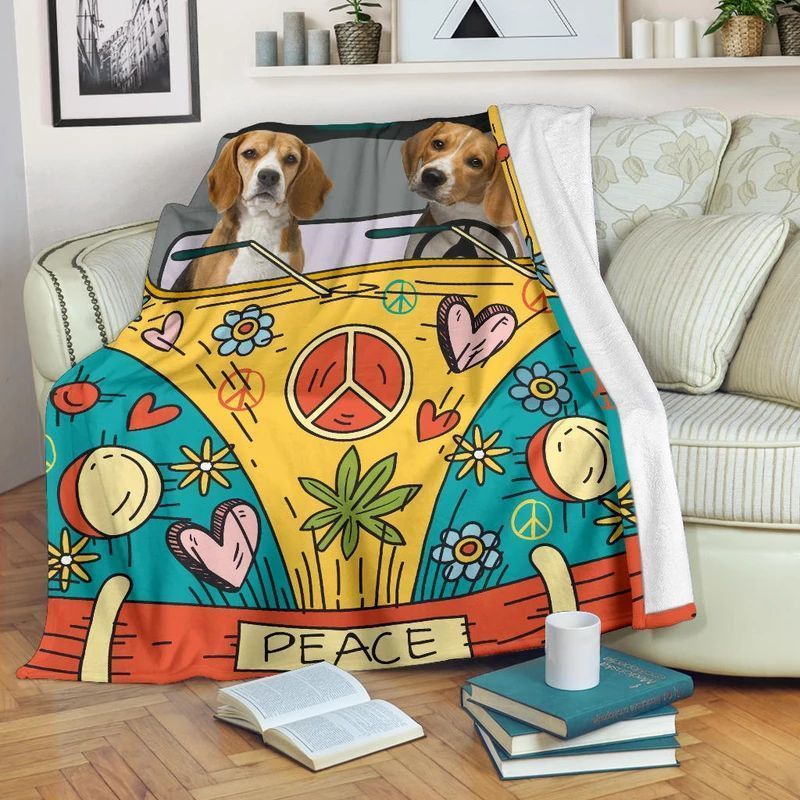 Hippie Beagle Sherpa Fleece Blanket