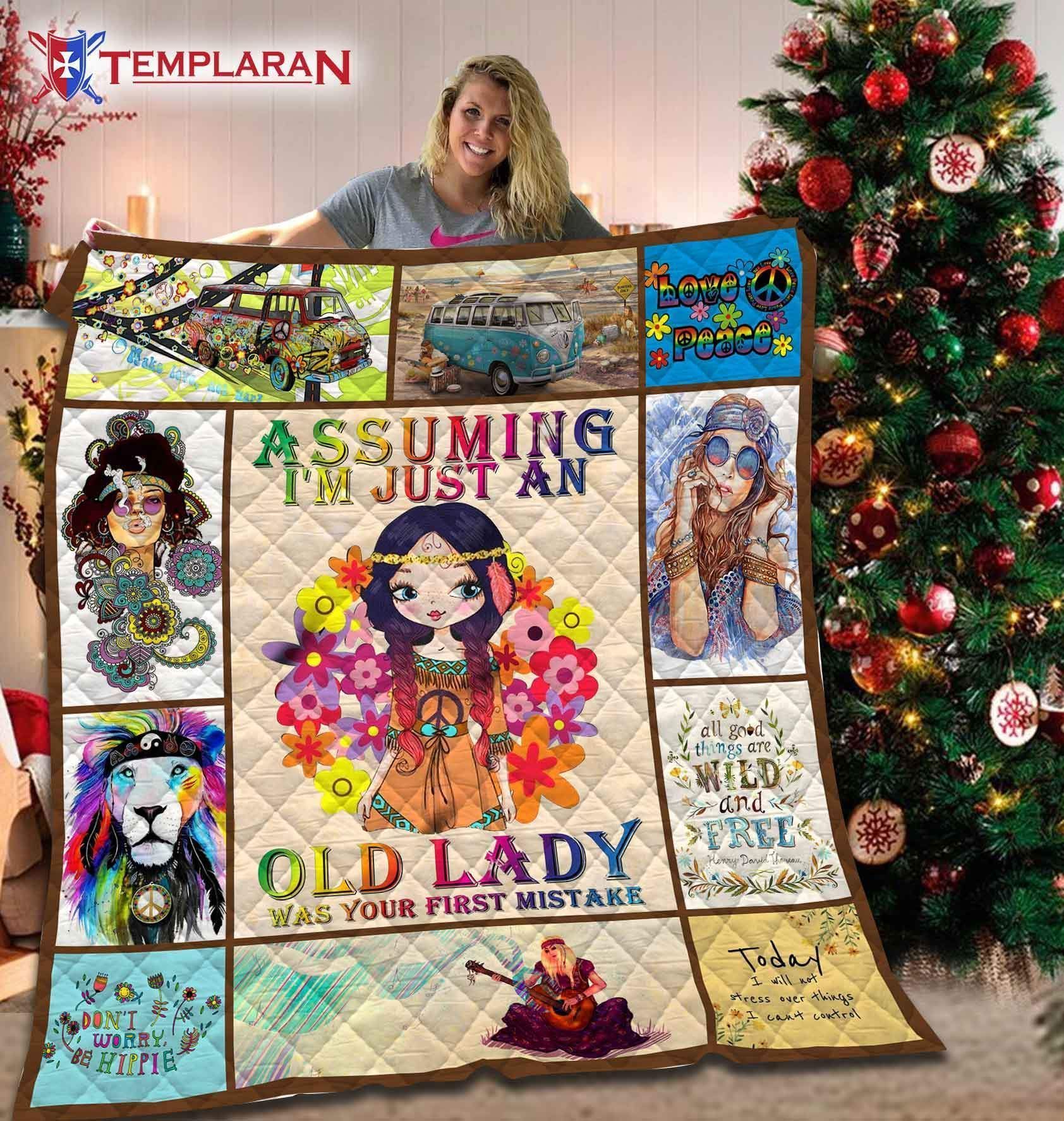 Hippie Beauty Of Hippie Girl GS-CL-DT2906 Quilt Blanket