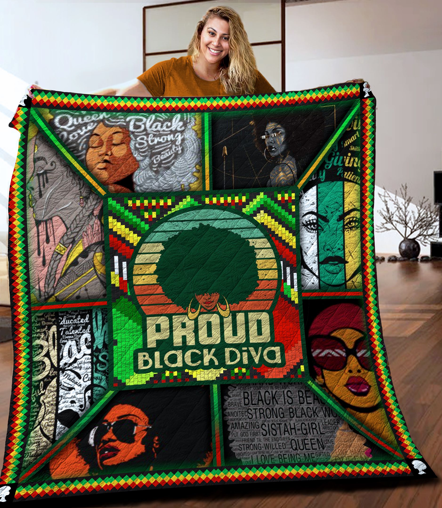 Hippie Black Woman Quilt Blanket C9B040603CT