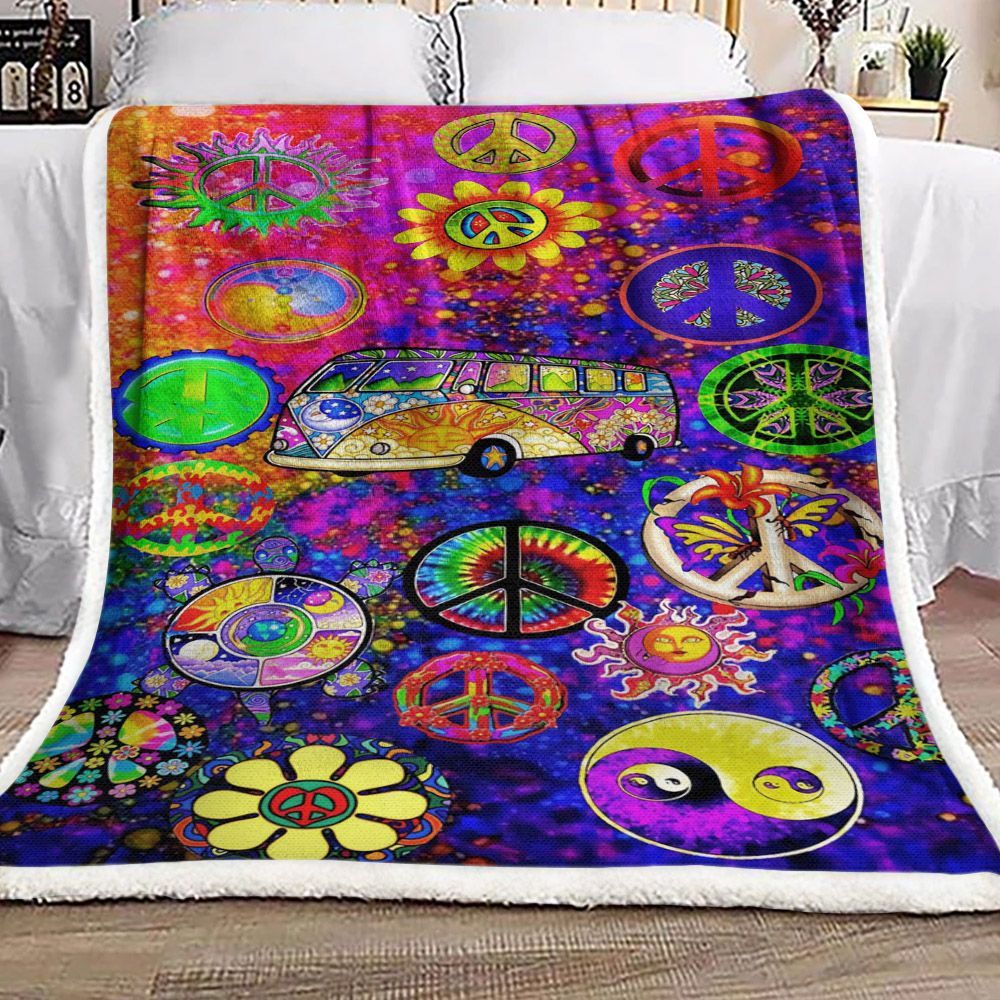 Hippie Bus Sherpa Fleece Blanket