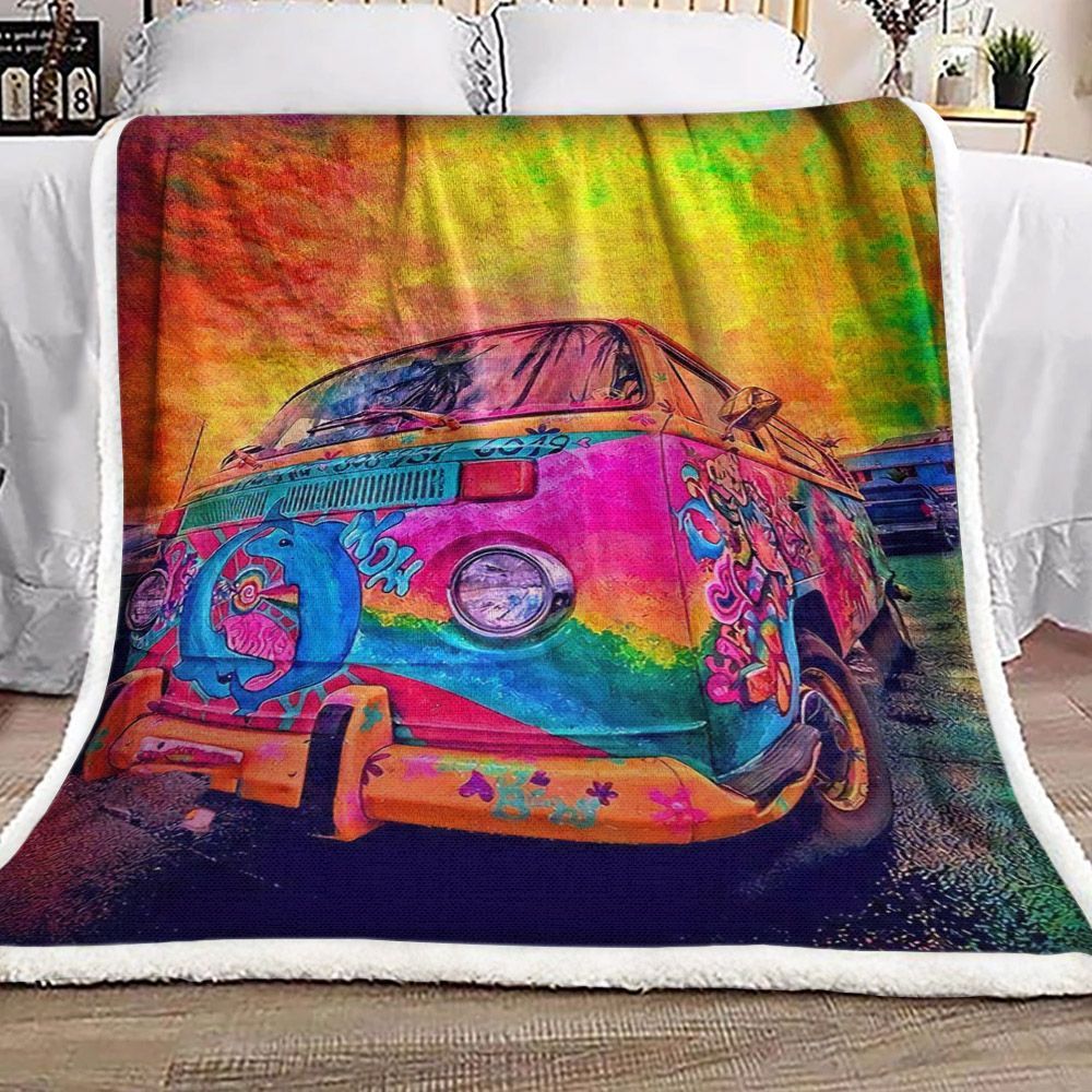 Hippie Bus Sherpa Fleece Blanket