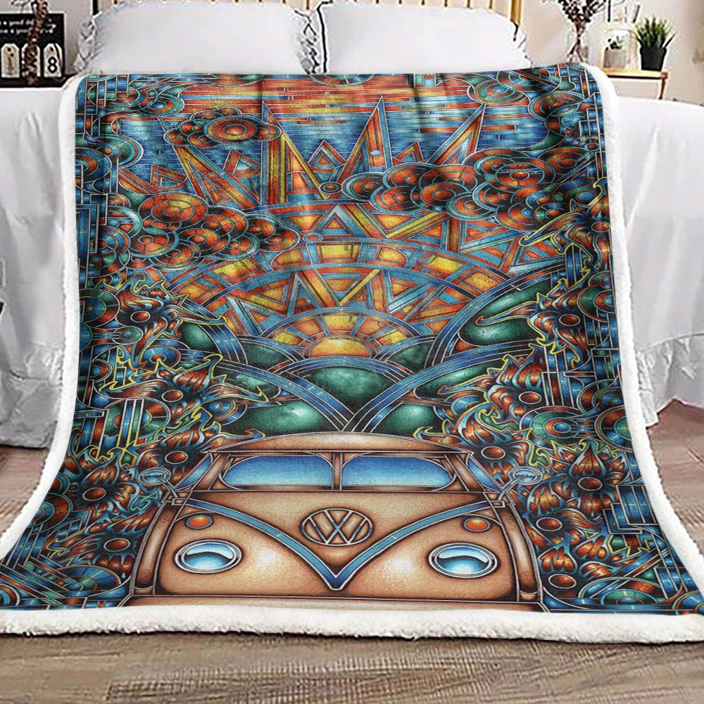 Hippie Bus Sherpa Fleece Blanket