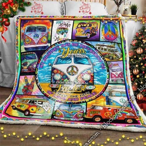 Hippie Bus Sherpa Fleece Blanket