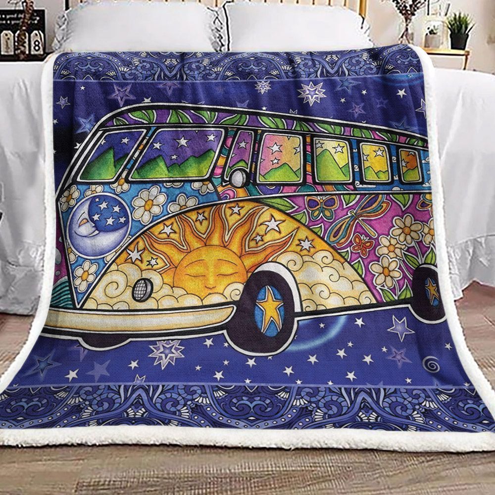 Hippie Bus Sherpa Fleece Blanket
