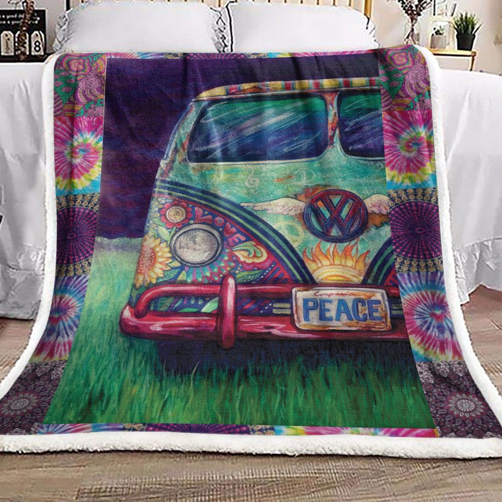 Hippie Bus Sherpa Fleece Blanket