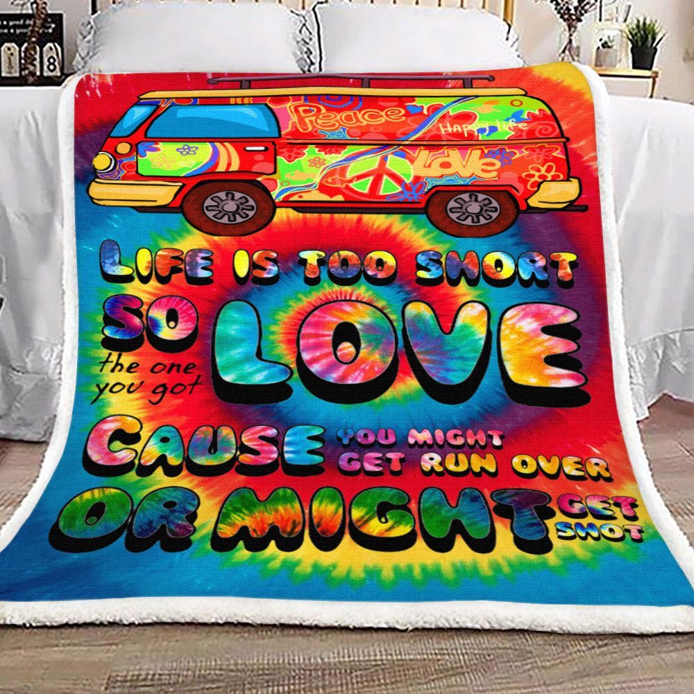 Hippie Bus Sherpa Fleece Blanket