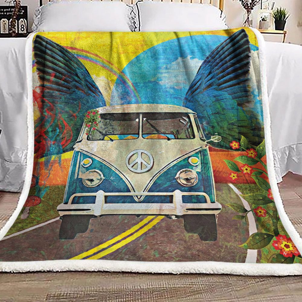 Hippie Bus Trip Sherpa Fleece Blanket