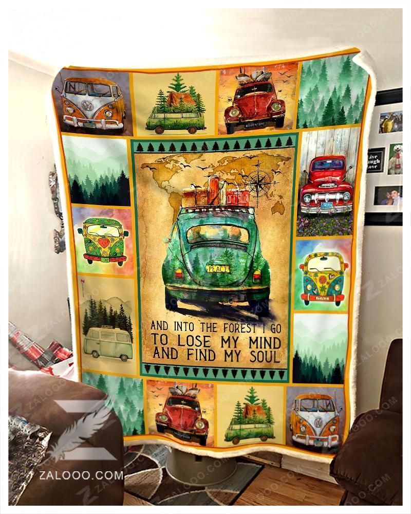 Hippie Camping And Into The Forest I Go Sherpa Fleece Blanket